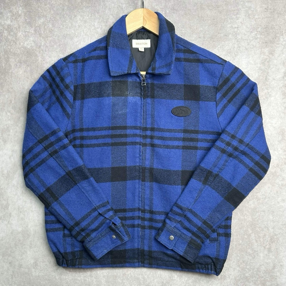 Brixton Utopia jacket Blue Plaid Size XS Bomber Jacket **